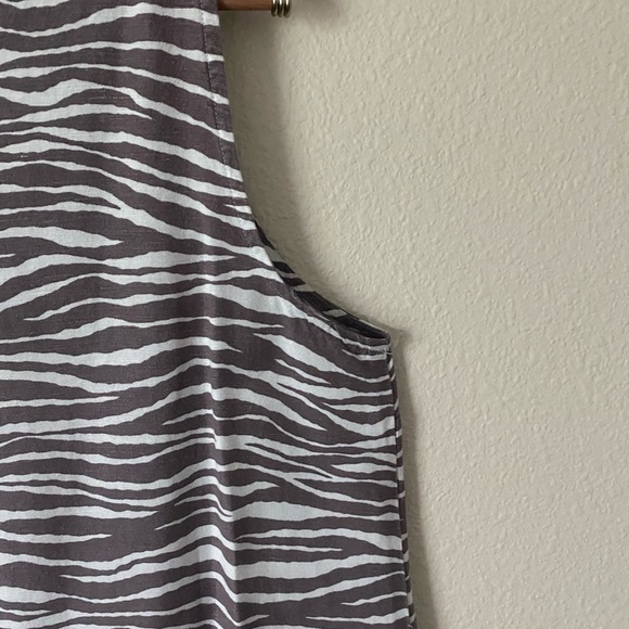 Loft Women’s Sleeveless Zebra Print Linen MidLength Dress White&Brown Size 8 - Picture 14 of 16